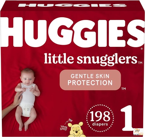 Baby Diapers Size 1 (8-14 lbs), 198ct, Huggies Little Snugglers