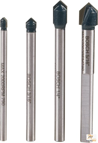 4-Piece Carbide Tipped Glass, Ceramic and Tile Drill Bit Set