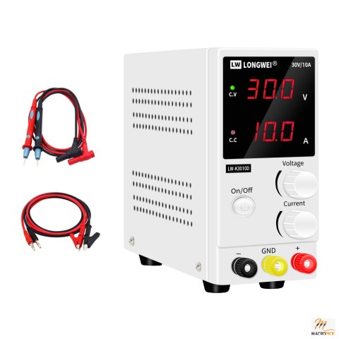 DC Power Supply Variable,0-30 V / 0-10 A - Adjustable Switching Regulated Power Supply with Alligator Leads US Power Cord