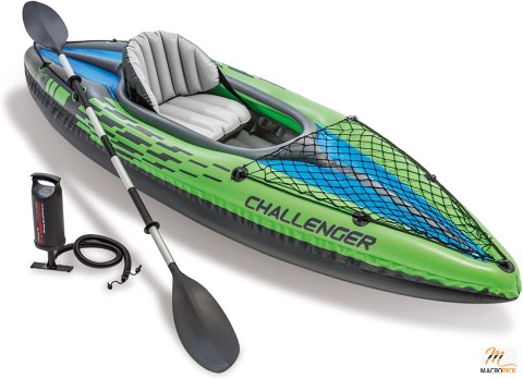 Challenger K1 Kayak - 1-Person Inflatable Kayak Set With Aluminum Oars And High Output Air Pump