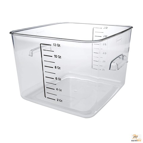 Storage Containers - Plastic Space Saving Square Food Storage Container for Kitchen - 12 Quart, Clear