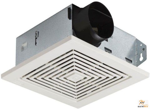 Ventilation Fan, White Square Ceiling or Wall-Mount Exhaust Fan, 6.0 Sones, 70 CFM