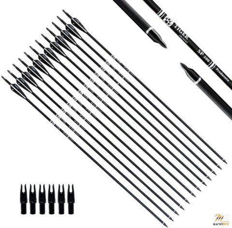 30Inch Carbon Arrow Practice Hunting Arrows with Removable Tips - Pack Of 12