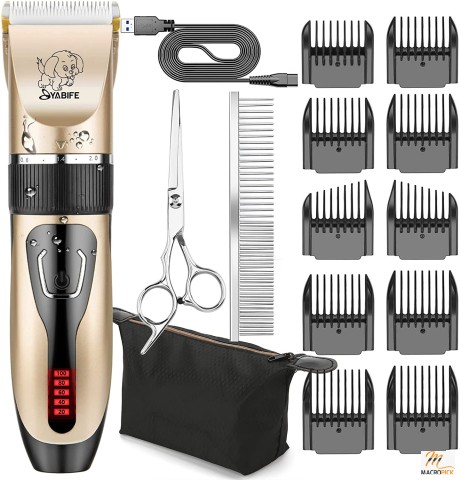 Dog Clippers - USB Rechargeable Cordless Dog Grooming Kit - Electric Pets Hair Trimmer For Dogs  & Cats