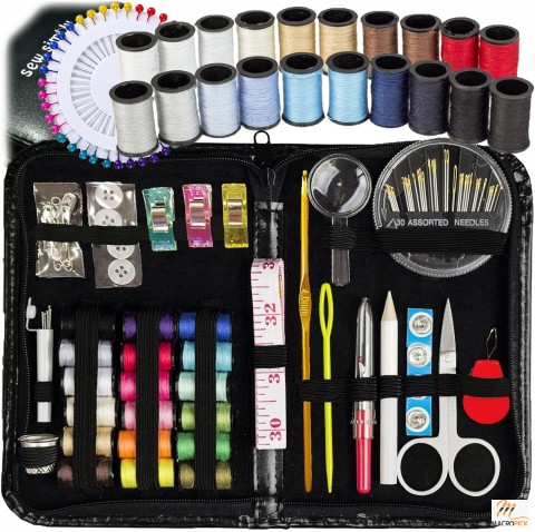 Sewing Kit for Adults, Kids & Beginners With Needles, Thimble, Knitting Tools & More