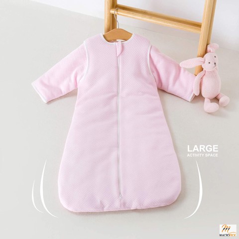 Autumn Winter Baby Sleeping Bag Detachable Long Sleeves 2.5 Tog Reverse Zipper Warm Wearable Blanket Super Soft Breathable Cotton Baby Sleeping Bag Fits Babies Toddlers 18-24 Months