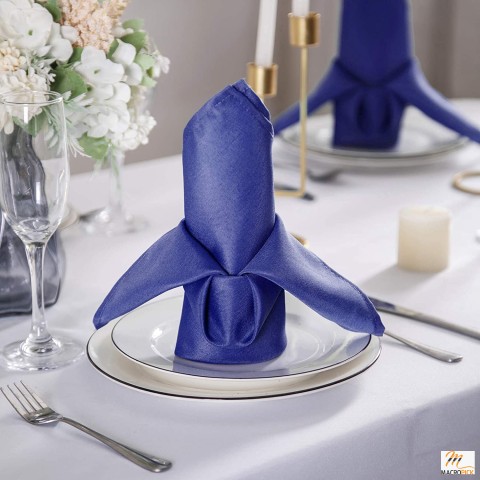 Ascoza 50 Pcs Polyester Cloth Napkins | Washable Dinner Napkins | Multiple Sizes Available, Royal Blue