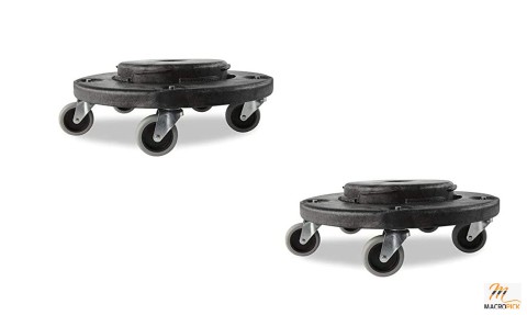 Brute Twist on/Off Round Dolly By Rubbermaid | For use with 20, 32, 44, and 55 gallon brute trash cans | Black