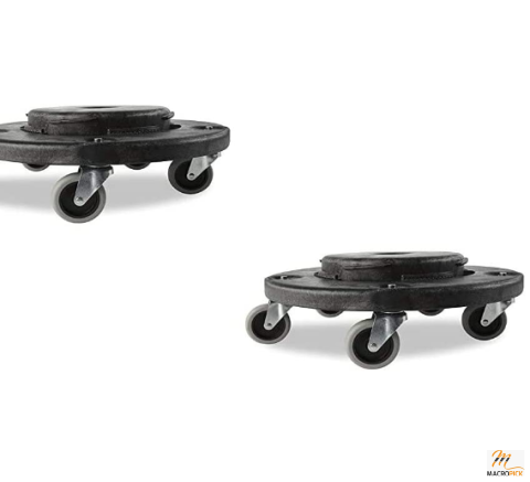 Brute Twist on/Off Round Dolly By Rubbermaid | For use with 20, 32, 44, and 55 gallon brute trash cans | Black