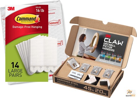 3M CLAW Picture Hanging Set | Command Strips Large Picture Hanger | 14 Pairs (28 Strips)