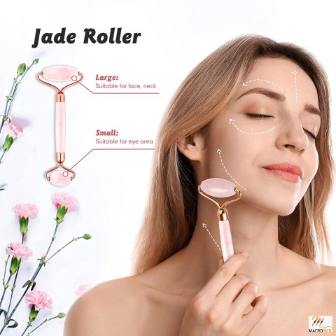 Jade Roller & Gua Sha Set, Face Roller, Cotify Anti-Aging Facial Roller, Natural Green Jade Beauty Massager Tool