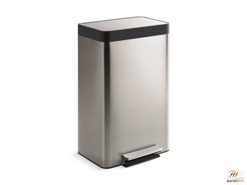 Kohler 13 Gallon Hands-Free Kitchen Step Trash Can, Quiet-Close Lid, Stainless Steel, Foot Pedal Operation