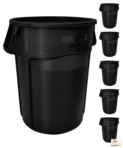 32 Gallon BRUTE Heavy-Duty Garbage Can By Rubbermaid | Home/Garage/Bathroom/Outdoor/Driveway | Black
