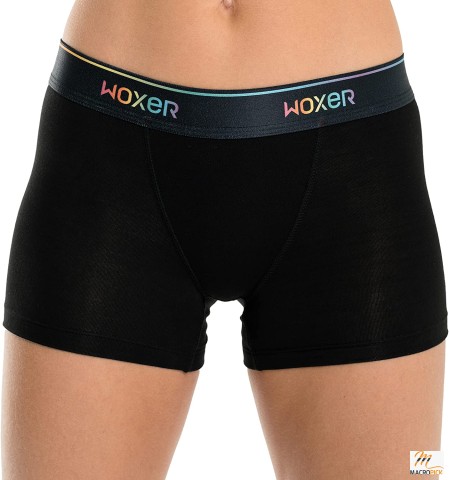 Woxer Women's Boxer Underwear | Star-Printed 3” Boyshorts, Soft and Chafing-Free, No-Roll Inseam | Pride Black