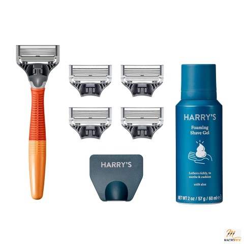 Harry's Razor Set for Men - Includes 5 Blade Refills, Travel Cover, and 2 oz Shave Gel (Ember)