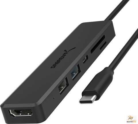 USB Type-C Multi-Port Hub with 4k HDMI By SABRENT | 60 Watt Power Delivery | USB-C 5-in-1