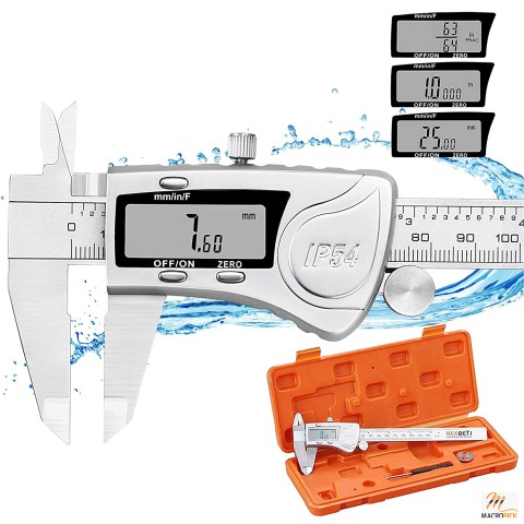 Digital caliper micrometer measuring tool - 6 inch Stainless Steel Electronic Vernier Calipers for jewelry making, and other precision measurements.