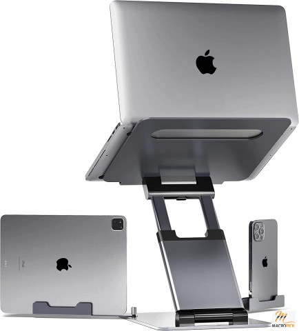 Ergonomic Laptop Stand for Desk, easy to adjust! perfectly compatible for all MacBook's and laptops of all sizes.