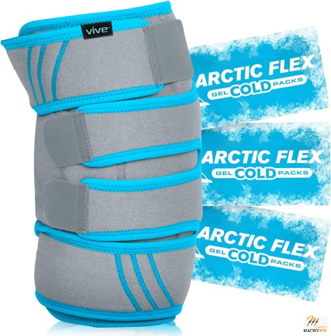 Knee Ice Pack Wrap By Vive | Arthritis Pain Relief Heat Wrap | Grey & Black