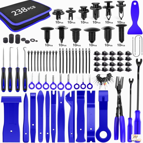 Trim Removal Tool, Auto Push Pin Bumper Retainer Clip Set Fastener Terminal Remover Tool Adhesive Cable Clips Pry Kit Car Panel Radio Removal Auto Clip Pliers