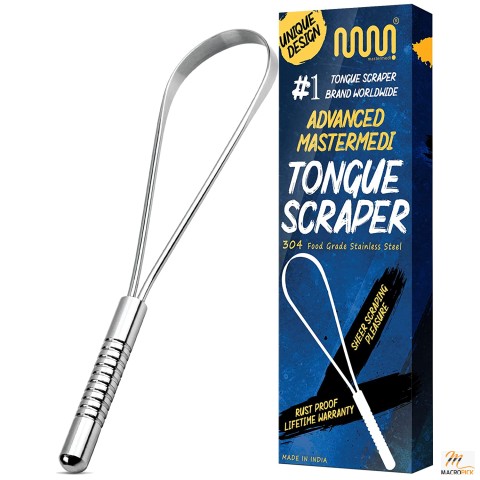 Tongue Scraper By MasterMedi | 100% Stainless Steel Tongue Scrapers for Optimal Oral Hygiene | Pack of 1