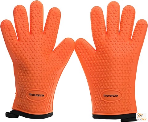 Extreme Heat Resistant BBQ Gloves- KITCHEN PERFECTION Silicone Smoker Oven Gloves- Washable Oven Mitts