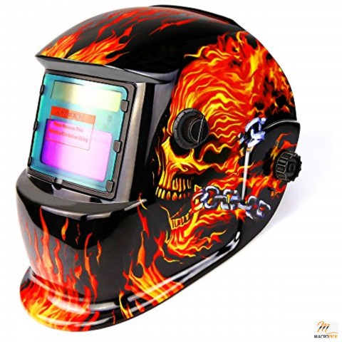 Welding Helmet - Solar Powered Auto Darkening Hood with Adjustable Shade