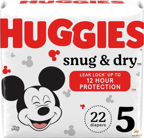 Huggies Snug & Dry Baby Diapers | Leak Lock Protection Baby Diapers | Size 5 (27+ lbs)