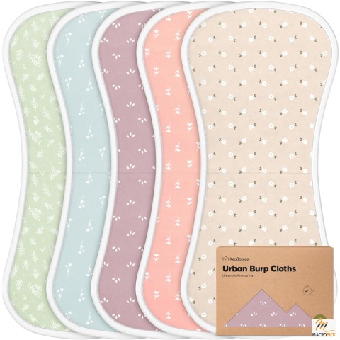 5 Pack Ultra Absorbent Baby Organic Burp Cloths By Keababies | Luxuriously Soft & Plush, (Blooms)