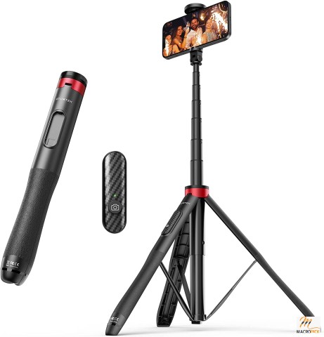 Selfie Stick Tripod, All in One Extendable Phone Tripod Stand with Bluetooth Remote & Stable Bracket