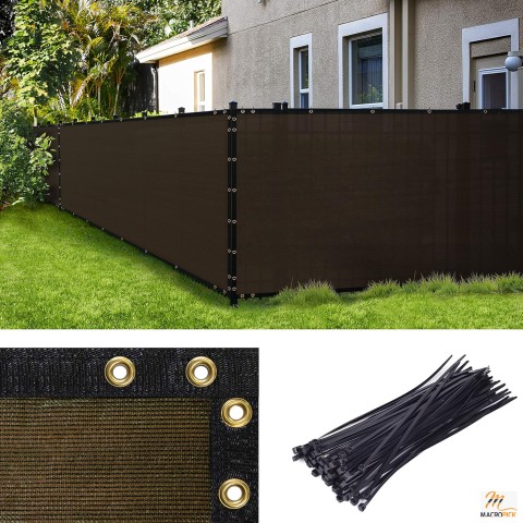 Amgo 4' x 57' Heavy Duty Brown Fence Privacy Screen Windscreen with 90% Blockage, Cable Zip Ties Included