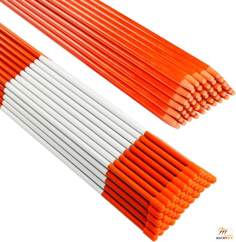 48 inch Driveway Markers with Reflective Tape By Tingyuan | 50 Pack Fiberglass Driveway Markers, Orange