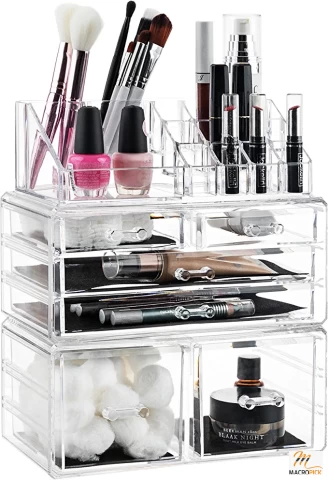 Easily Organize Your Cosmetics - Clear Cosmetic Storage Organizer, Jewelry and Hair Accessories