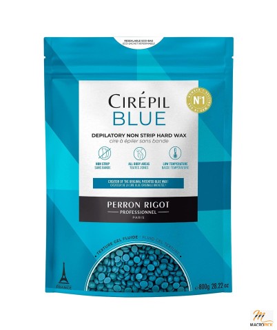 Cirepil Blue Depilatory Non Strip Hard Wax, Unscented for Sensitive Skin, 28.22Oz (800g) Wax Beads