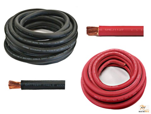 Premium 1/0 AWG Ultra-Flexible Welding Battery Copper Cable Wire Set - 5ft Black + 5ft Red - Made in USA