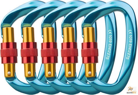 Lightweight 5600lb Climbing Carabiner Screw Gate D Shape Carabiner, Color | Blue