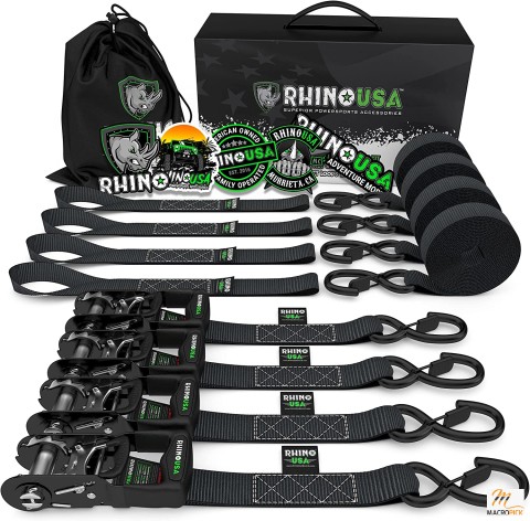 Ratchet Straps Tie Down Kit Heavy Duty Incredible 5208lb Break Strength!