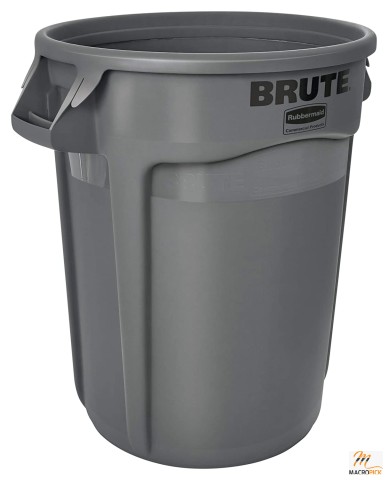 BRUTE Heavy-Duty Round Trash/Garbage Basket with Capacity of 32-Gallons, Top & Base Handles Style | 1 Pack