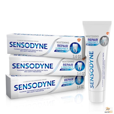 3.4Oz Sensodyne Repair& Protect Whitening Toothpaste,Fluoride Toothpaste for Sensitive Teeth&Cavity Prevention