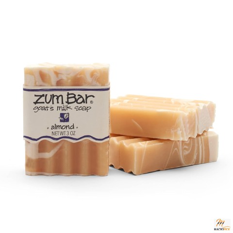 3 Oz Almond Zum Goat's Milk Soap Bar By Indigo Wild, for Hands & Body, 3 Packs