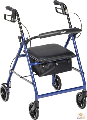 Aluminum, Alloy Steel Rolling Walker with Seat and Removable Back Support, Color | Multiple