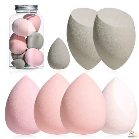 Multi-Colored 7 Pcs Makeup Sponge to Use with Liquid, Cream, and Powder for Almost All Skin Types