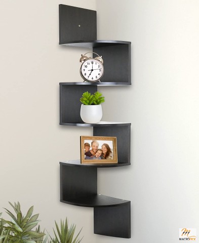Wall Mount 5 Tier Corner Shelf, Wall Storage for Kitchens, Living Rooms, Offices & Bedrooms