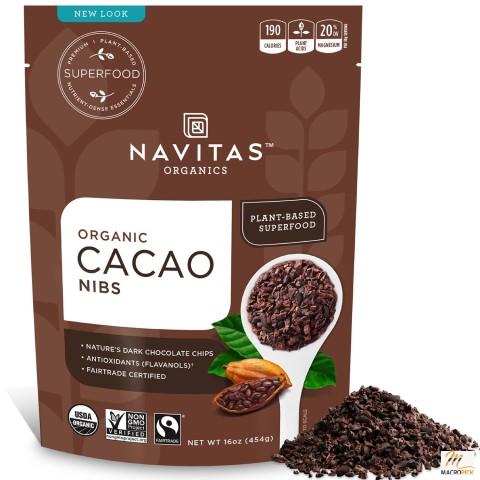 Organic Cacao Nibs with Low-Sodium & Gluten Free 100% Pure Cacao Crunch