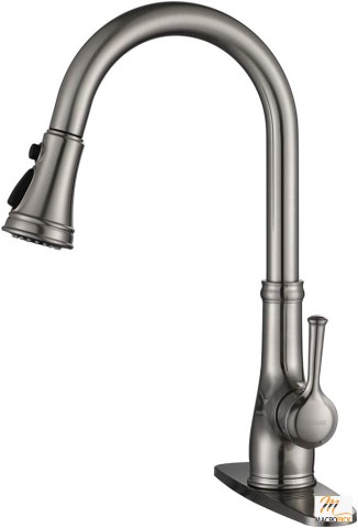 WEWE Kitchen Faucet: Stainless Steel Single Handle Pull Down Kitchen Sink Faucet with Pull Out Sprayer