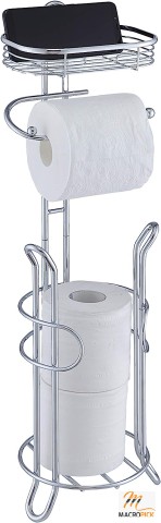 SunnyPoint Bathroom Toilet Tissue Paper Roll Holder Stand with Reserve and Shelf, Heavyweight Storage Solution