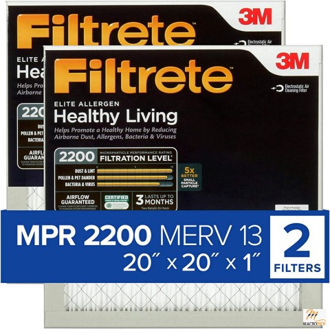 2-Pack AC Furnace Air Filter Healthy Living Elite Allergen