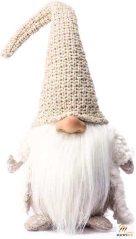 Handmade Swedish Tomte: 16-Inch Christmas Gnome Decoration Ornaments, Holiday Gift - Khaki