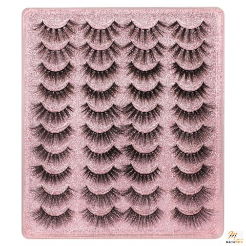 3D Faux Mink False Eyelashes: Pack of 20 Pairs, Natural Look Wispy & Fluffy Volume, 16-20MM Length, 5 Mixed Styles