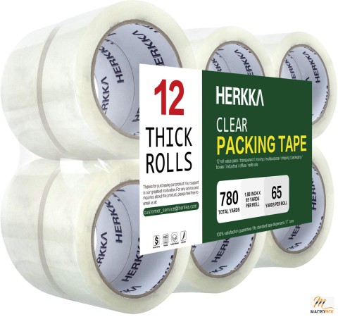 Heavy Duty Packaging Tape,12 Rolls of Clear Packaging Tape
